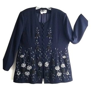 Dark Blue Beaded Church Suit